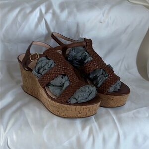 Kate Spade Brown Woven Wedge Sandals
